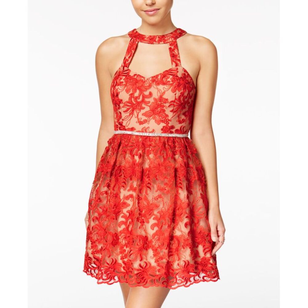 Say Yes To The Dress Juniors Embroidered Fit Flare Dress